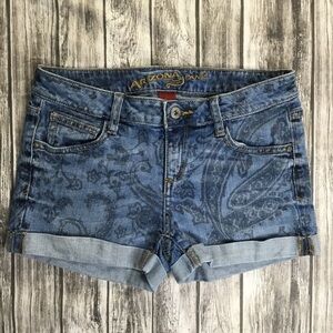 Arizona Juniors Paisley Denim Shorts Size 1 Boho